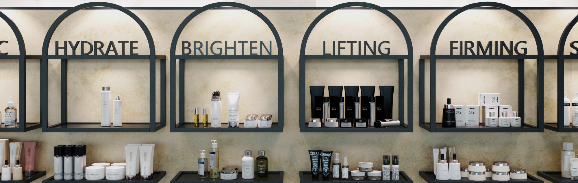 Dosseret Meganite et &eacute;tag&egrave;res flottantes